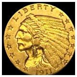 1911 Indian Head Gold $2.50 Quarter Eagle UNCIRCUL