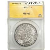 1892-CC Morgan Silver Dollar ANACS MS63