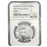 2007-W 1oz Burnished Platinum Eagle $100 NGC MS70