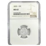 1833 Capped Bust Dime NGC MS62
