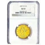 1897-O $10 Gold Eagle NGC AU55