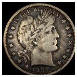 1907 Silver Half Dollar (Barber) LIGHTLY CIRCULATE
