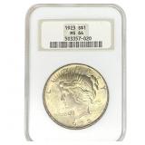 1923 Silver Peace Dollar NGC MS64