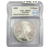 2025 Austria 1 oz SIlver 1.5 Euro-Vienna Philharmo