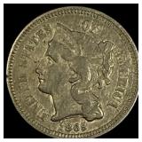 1865 Nickel Three-Cent Piece NEARLY UNCIRCULATED