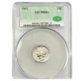 1941 Mercury Silver Dime CAC PR66+