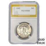 1942 Walking Liberty Half Dollar PGA MS68