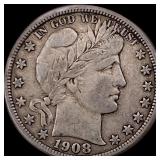 1908-D Silver Barber Half Dollar LIGHTLY  CIRCULA