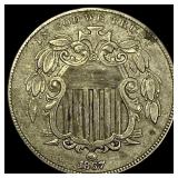 1867 Shield Nickel CLOSELY UNCIRCULATED