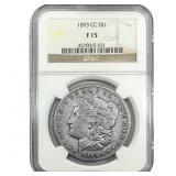 1893-CC Morgan Silver Dollar NGC F15