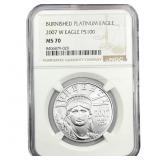 2007-W 1oz Burnished Platinum Eagle $100 NGC MS70
