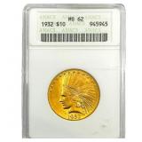 1932 $10 Gold Eagle ANACS MS62