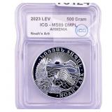 2023 Lev Armenia 1oz SIlver 500 Dram ICG MS69 DMPL