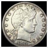 1909 Barber Silver Quarter CLOSELY  UNCIRCULATED