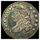 1827 Pointed Top Capped Bust Dime ABOUT  UNCIRCUL