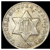 1853 Silver Three-Cent Piece NEARLY  UNCIRCULATED