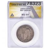 1936-S Bay Bridge Half Dollar ANACS MS64