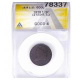 1828 Classic Head Half Cent ANACS G4 12 Stars C-2