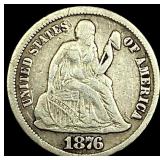 1876-CC Silver Dime LIGHTLY CIRCULATED