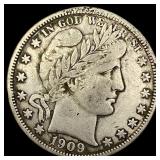 1909-S Silver Barber Half Dollar LIGHTLY CIRCULATE