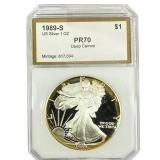 1989-S Silver Eagle PCI PR70