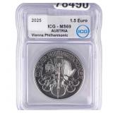 2025 Austria 1oz Silver 1.5 Euro-VIenna Philharmon