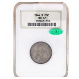 1944 CAC Washington Silver Quarter NGC MS67