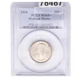 1934 Washington Silver Quarter PCGS MS65+ Med. Mot