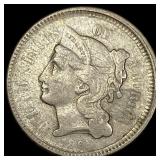 1865 Nickel Three-Cent Piece NEARLY  UNCIRCULATED