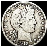1915-S Silver Barber Half Dollar LIGHTLY  CIRCULA