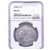 1884-O Morgan Silver Dollar NGC MS63