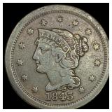 1843 Braided Hair Large Cent LIGHTLY CIRCULATED