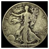 1938-D Silver Walking Liberty Half Dollar NICELY C