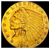 1914 Indian Head $2.5 Gold Quarter Eagle CLOSELY U