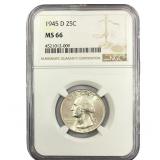 1945-D Washington Silver Quarter NGC MS66