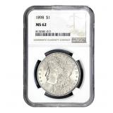 1898 Morgan Silver Dollar NGC MS62