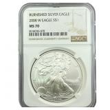 2008-W Silver Eagle NGC MS70 Burnished