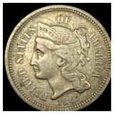 1865 Nickel Three-Cent Piece NEARLY UNCIRCULATED