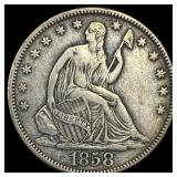 1858 Seated Liberty Half Dollar NEARLY UNCIRCULATE