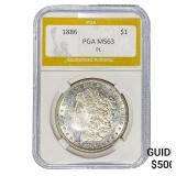1886 Morgan Silver Dollar PGA MS63 PL