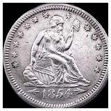 1854 Arrows Seated Liberty Quarter CLOSELY  UNCIR