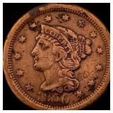 1850 Braided Hair Large Cent LIGHTLY  CIRCULATED