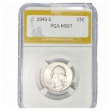 1943-S Washington Silver Quarter PGA MS67