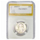 1939-D Washington Silver Quarter PGA MS67+