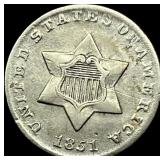 1851 Silver Three-Cent Piece CLOSELY UNCIRCULATED