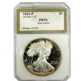 1993-P Silver Eagle PCI PR70
