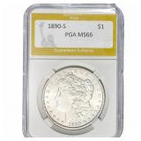1890-S Morgan Silver Dollar PGA MS66