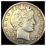1913-D Silver Barber Quarter NEARLY UNCIRCULATED