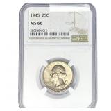 1945 Washington Silver Quarter NGC MS66