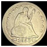 1853 Arrows Seated Liberty Quarter LIGHTLY CIRCULA